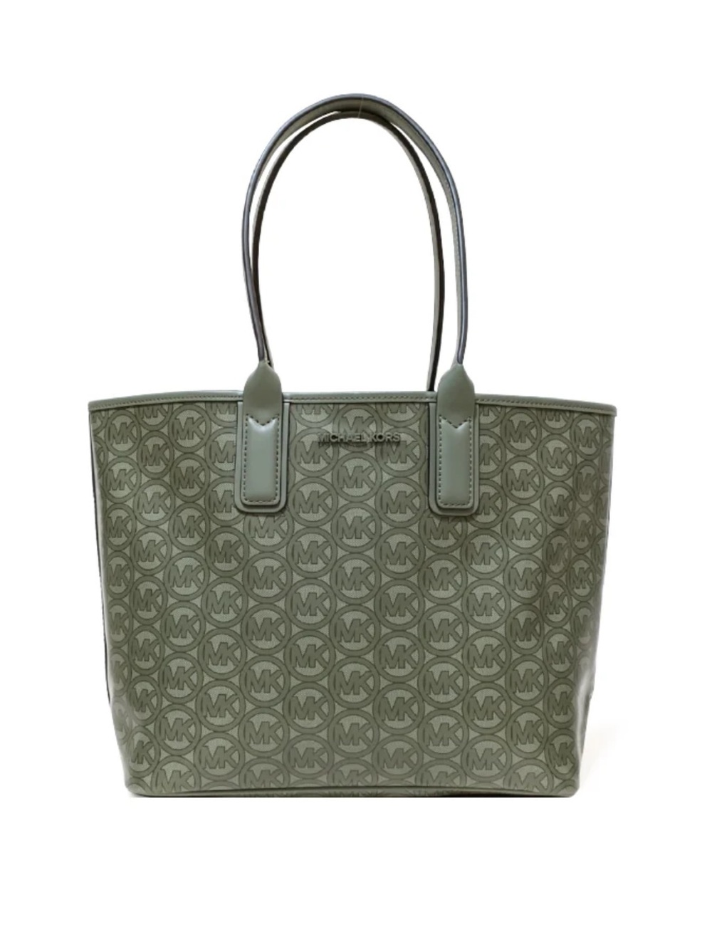 NEW MICHAEL KORS JODIE MEDIUM LOGO
JACQUARD TOTE BAG, Army Green, Vegan